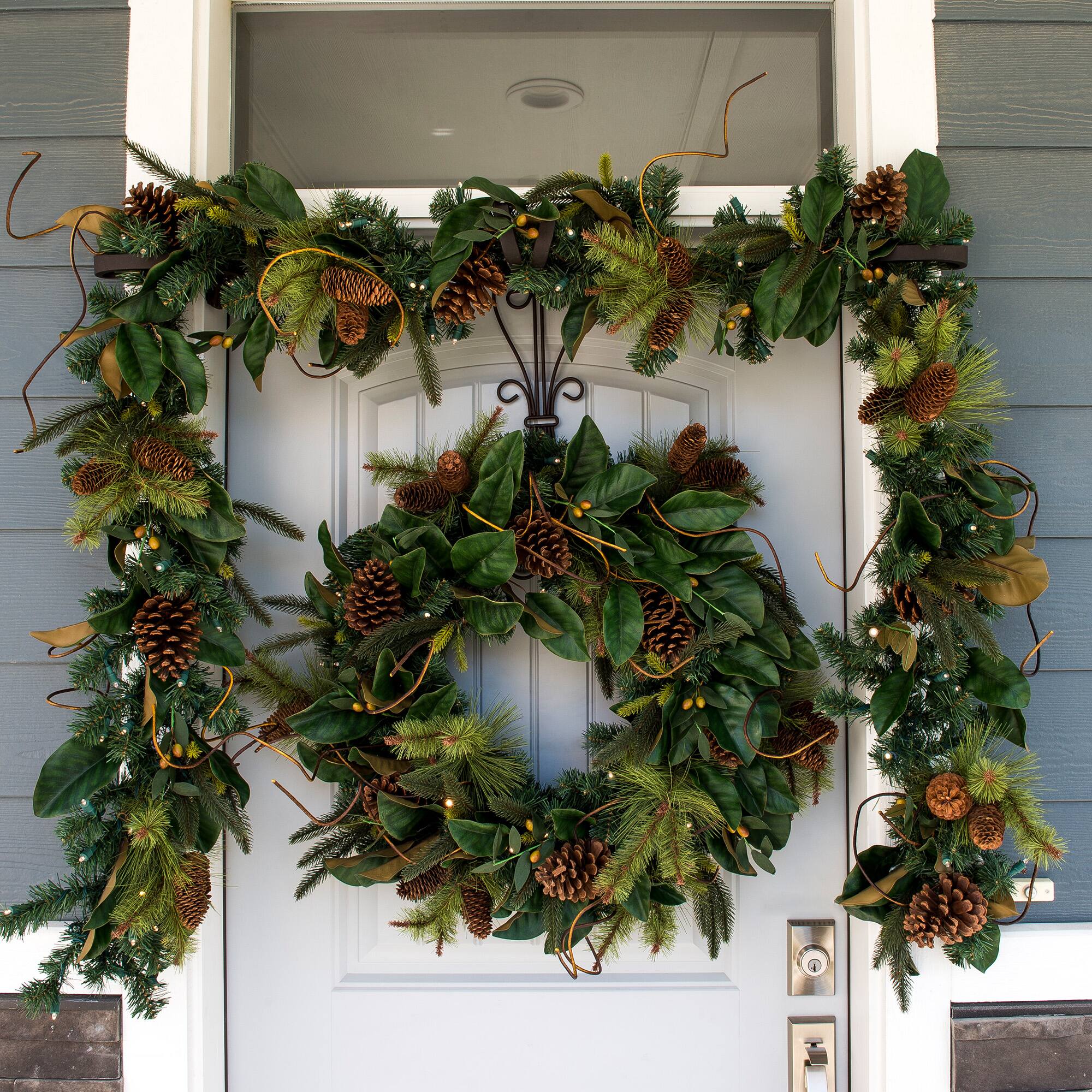 Village Lighting 9ft. Pre-Lit LED Magnolia Leaf Garland